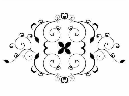 simsearch:400-05235690,k - abstract floral element black and white object vector illustration Stock Photo - Budget Royalty-Free & Subscription, Code: 400-05235686