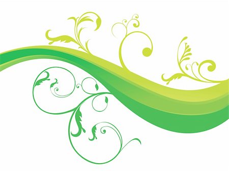 abstract green floral vector illustration Stock Photo - Budget Royalty-Free & Subscription, Code: 400-05235689