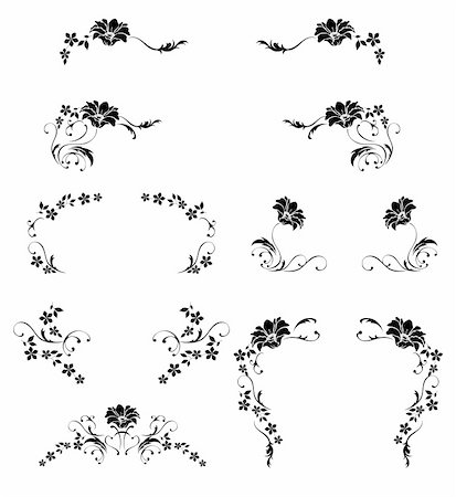 simsearch:400-04697894,k - illustration drawing of beautiful black flower pattern Photographie de stock - Aubaine LD & Abonnement, Code: 400-05235698
