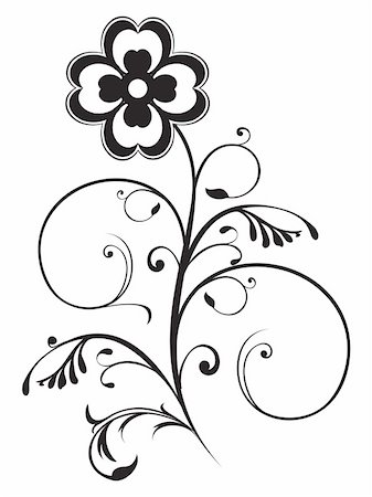 simsearch:400-05235690,k - abstract floral element black and white object vector illustration Stock Photo - Budget Royalty-Free & Subscription, Code: 400-05235690