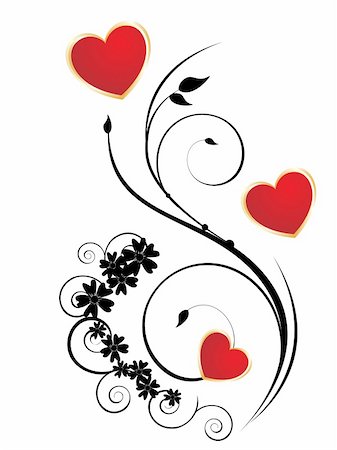 simsearch:400-04745515,k - Vector eps illustration of red and golden hearts on ornaments and flowers Foto de stock - Super Valor sin royalties y Suscripción, Código: 400-05235884