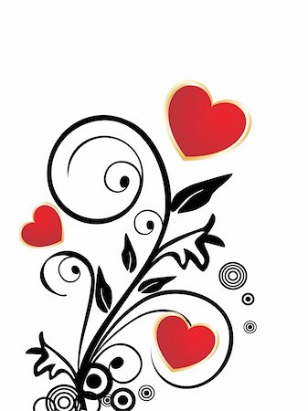 simsearch:400-04745515,k - Vector eps illustration of red and golden hearts on ornaments and flowers Foto de stock - Super Valor sin royalties y Suscripción, Código: 400-05235893