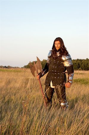 Medieval knight in the field with an axe Stock Photo - Budget Royalty-Free & Subscription, Code: 400-05236182