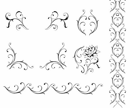 simsearch:400-04697894,k - illustration drawing of beautiful black flower pattern Photographie de stock - Aubaine LD & Abonnement, Code: 400-05236241