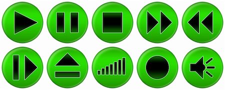 pause button - Set of green round buttons for music player Stock Photo - Budget Royalty-Free & Subscription, Code: 400-05236597