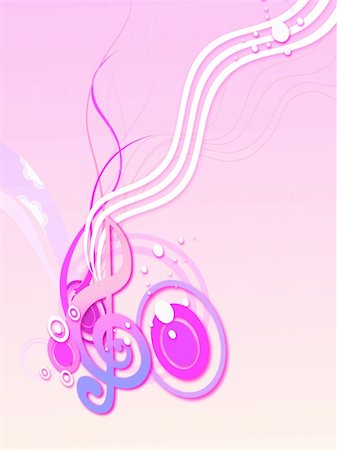 illustration drawing of beautiful pink music symbol Stock Photo - Budget Royalty-Free & Subscription, Code: 400-05236605