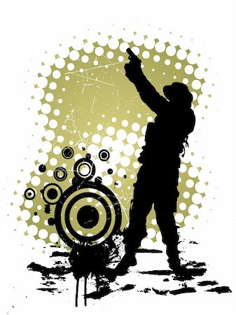 vector eps illustration of a soldier on an abstract grunge background Stock Photo - Budget Royalty-Free & Subscription, Code: 400-05236714