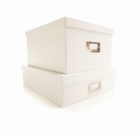 simsearch:400-04872165,k - Two Stacked White File Boxes with Lids Isolated on a White Background. Photographie de stock - Aubaine LD & Abonnement, Code: 400-05236872