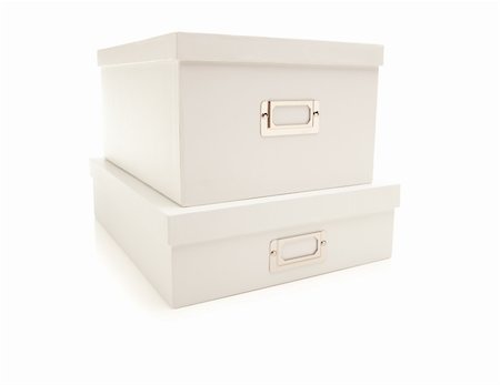 simsearch:400-04872165,k - Two Stacked White File Boxes with Lids Isolated on a White Background. Photographie de stock - Aubaine LD & Abonnement, Code: 400-05236873