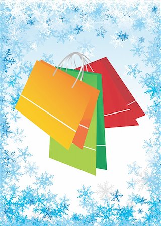 simsearch:400-04231102,k - Shopping bags on christmas frame Fotografie stock - Microstock e Abbonamento, Codice: 400-05237194