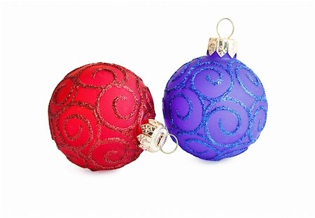 simsearch:400-07123692,k - A blue and red Christmas Ball on white background Stock Photo - Budget Royalty-Free & Subscription, Code: 400-05237256