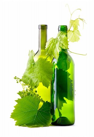 wine bottle and young grape vine branch Stock Photo - Budget Royalty-Free & Subscription, Code: 400-05237261