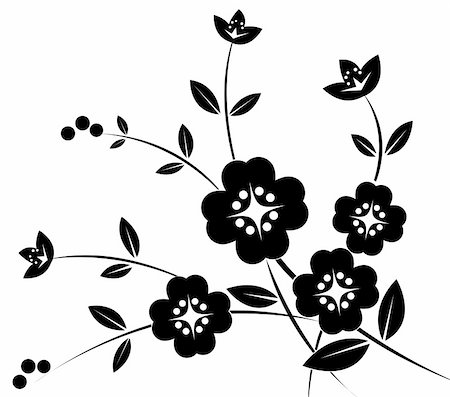 simsearch:400-05236333,k - drawing of black flower in a white background Foto de stock - Super Valor sin royalties y Suscripción, Código: 400-05237992