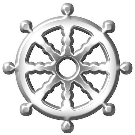shakti - 3d silver Buddhism symbol Wheel of Dharma isolated in white Stock Photo - Budget Royalty-Free & Subscription, Code: 400-05238065