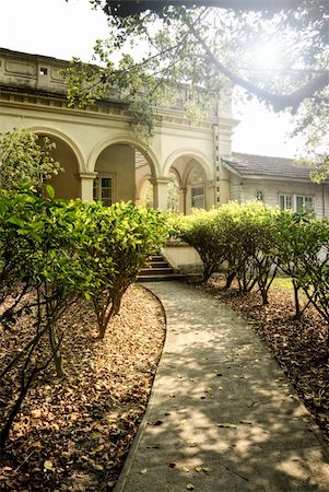 simsearch:400-05255892,k - Garden path with sunlight and flare in summer. Photographie de stock - Aubaine LD & Abonnement, Code: 400-05238210