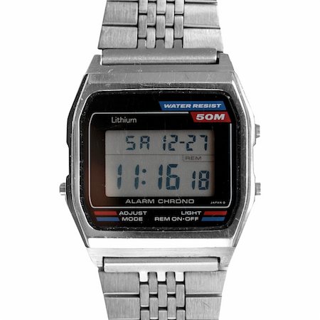 reloj digital - Vintage digital watch clock from the eighties isolated on white Foto de stock - Super Valor sin royalties y Suscripción, Código: 400-05238381
