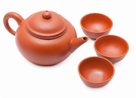 simsearch:400-04625122,k - Ceramic teapot and cups on a white background Foto de stock - Super Valor sin royalties y Suscripción, Código: 400-05238622