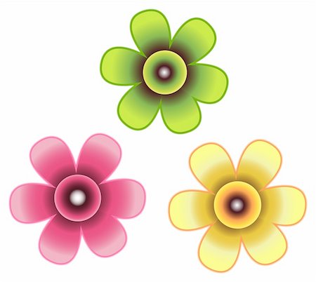 simsearch:400-05235157,k - drawing of three beautiful flowers in a white background Stock Photo - Budget Royalty-Free & Subscription, Code: 400-05238632