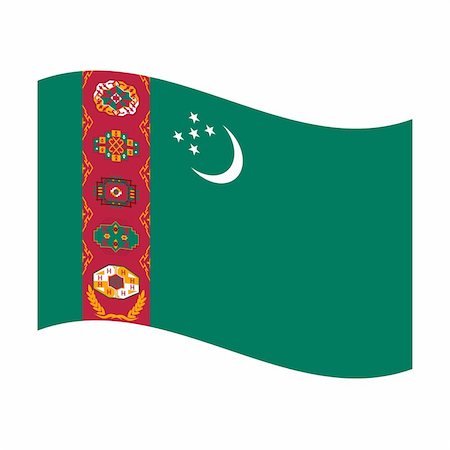 simsearch:400-05239226,k - Illustration of the national flag of turkmenistan floating Stock Photo - Budget Royalty-Free & Subscription, Code: 400-05239391