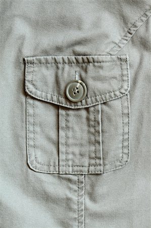 Extreme closeup of khaki jacket pocket closed with button Stock Photo - Budget Royalty-Free & Subscription, Code: 400-05239721