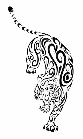 Tiger tattoo, in swirl pattern.  This image is a vector illustration and can be scaled to any size without loss of resolution. Included are a .eps and hires jpeg file. You will need a vector editor such as Adobe Illustrator or Coreldraw to use this file.  Each object are grouped and background are on separate layer for easy editing.  All works were created in adobe illustrator. Stock Photo - Budget Royalty-Free & Subscription, Code: 400-05230383