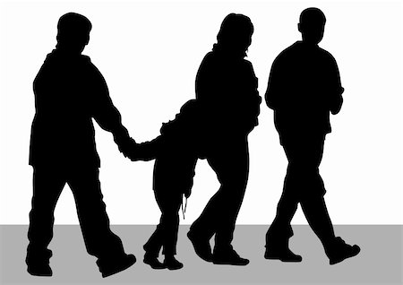 Vector drawing parents and children. Silhouettes of people Stock Photo - Budget Royalty-Free & Subscription, Code: 400-05230559