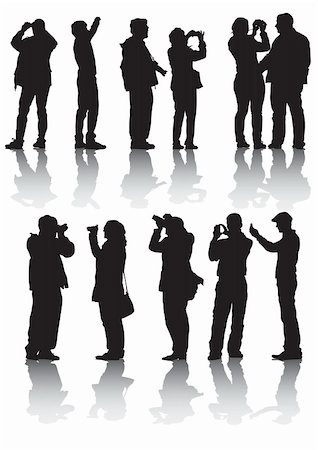paparazzi silhouettes - Vector image of people photographers with equipment at work Stock Photo - Budget Royalty-Free & Subscription, Code: 400-05230561