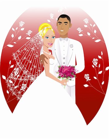 Vector Illustration. A beautiful bride and groom on their wedding day. Wedding Couple 6. Stock Photo - Budget Royalty-Free & Subscription, Code: 400-05230596