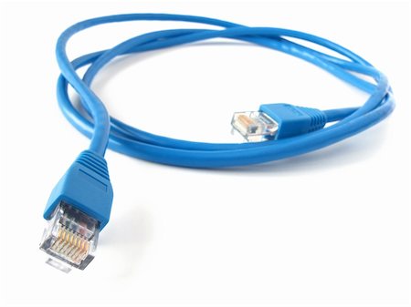 shallow DOF blue network cable with connectors Stock Photo - Budget Royalty-Free & Subscription, Code: 400-05230752