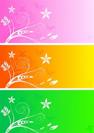Set of three colourful bright floral banners Stock Photo - Budget Royalty-Free & Subscription, Code: 400-05230817