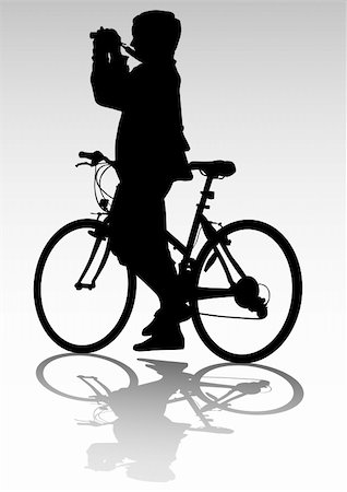 simsearch:400-05188041,k - Vector drawing silhouette of a cyclist in motion. Silhouette on white background Stockbilder - Microstock & Abonnement, Bildnummer: 400-05231179