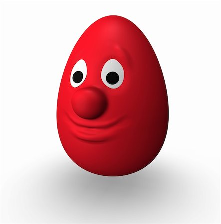 eggs with face - red easter egg with face on white background - 3d illustration Stock Photo - Budget Royalty-Free & Subscription, Code: 400-05231399