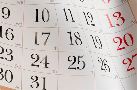 Calendar fragment shaped sheet in funny angle background Fotografie stock - Microstock e Abbonamento, Codice: 400-05231506