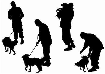 retriever silhouette - Vector image of man with a dog on a leash Stock Photo - Budget Royalty-Free & Subscription, Code: 400-05231560