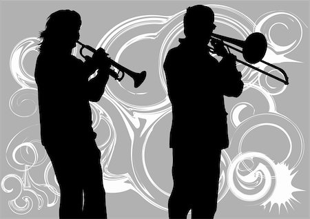 Vector drawing music jazz orchestra. Artists on stage Stock Photo - Budget Royalty-Free & Subscription, Code: 400-05231562