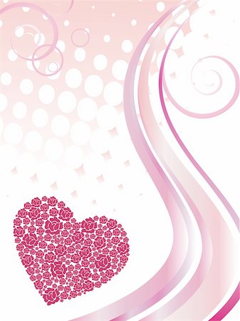 simsearch:400-04745515,k - vector illustration of pink waves and a floral heart Foto de stock - Super Valor sin royalties y Suscripción, Código: 400-05231588