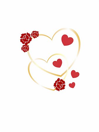 simsearch:400-04745515,k - vector eps illustration of red roses and golden hearts Foto de stock - Super Valor sin royalties y Suscripción, Código: 400-05231616