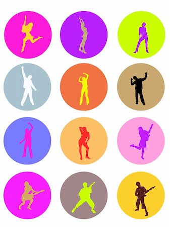 simsearch:400-04546280,k - vector eps illustration of different colorful teenager silhouettes Stock Photo - Budget Royalty-Free & Subscription, Code: 400-05231618