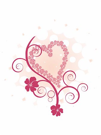 simsearch:400-04745515,k - vector eps illustration of a pink floral heart Foto de stock - Super Valor sin royalties y Suscripción, Código: 400-05231611