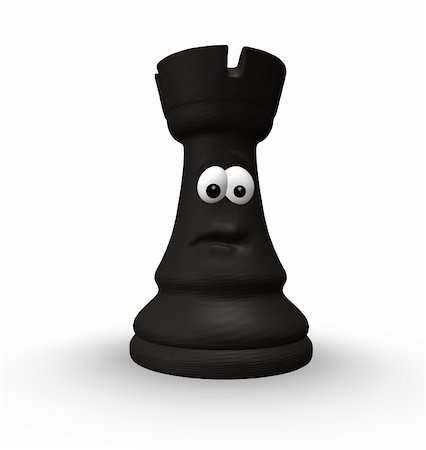 simsearch:400-04710081,k - black chess rook with comic face - 3d illustration Photographie de stock - Aubaine LD & Abonnement, Code: 400-05231654