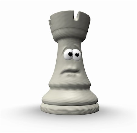 simsearch:400-04710081,k - white chess rook with comic face - 3d illustration Photographie de stock - Aubaine LD & Abonnement, Code: 400-05231655