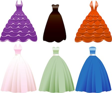 Vector Illustration of iFormal Gown Dress Icons. May also be used for Fashion, Banquets, Sweet Sixteen, Quinceanera, Wedding or Prom. Photographie de stock - Aubaine LD & Abonnement, Code: 400-05231734