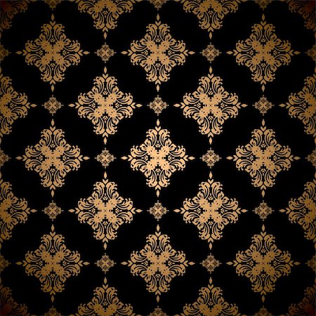 Gold floral abstract seamless wallpaper pattern background Stock Photo - Budget Royalty-Free & Subscription, Code: 400-05231895