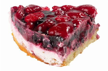 raspberry jelly - Small berries tart piece macro shot isolated over white background Foto de stock - Super Valor sin royalties y Suscripción, Código: 400-05232254