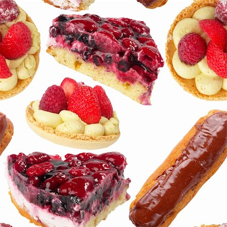 profiterol - Berries pies and tarts seamless wallpaper background Foto de stock - Super Valor sin royalties y Suscripción, Código: 400-05232264