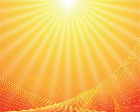 sun abstract drawing - vector sun on yellow background with orange rays Stock Photo - Budget Royalty-Free & Subscription, Code: 400-05232306
