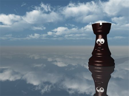simsearch:400-04710081,k - black chess rook with comic face under cloudy blue sky - 3d illustration Photographie de stock - Aubaine LD & Abonnement, Code: 400-05232383