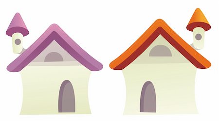 simsearch:400-04056212,k - illustration drawing of two color house with chimney in a white background Stock Photo - Budget Royalty-Free & Subscription, Code: 400-05232414