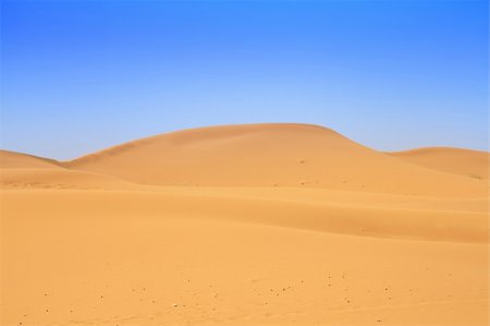 sahara desert terrain - sand dunes and beautiful cloudless sky, focus set in foreground Stock Photo - Budget Royalty-Free & Subscription, Code: 400-05232621