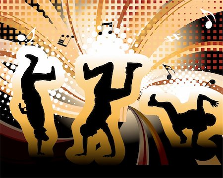 silhouette of dancers at party - Disco dancer. Vector illustration for design use. Stock Photo - Budget Royalty-Free & Subscription, Code: 400-05232803